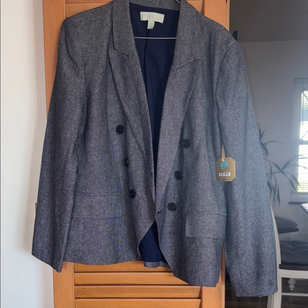 Elegant Blue Double-Breasted Blazer